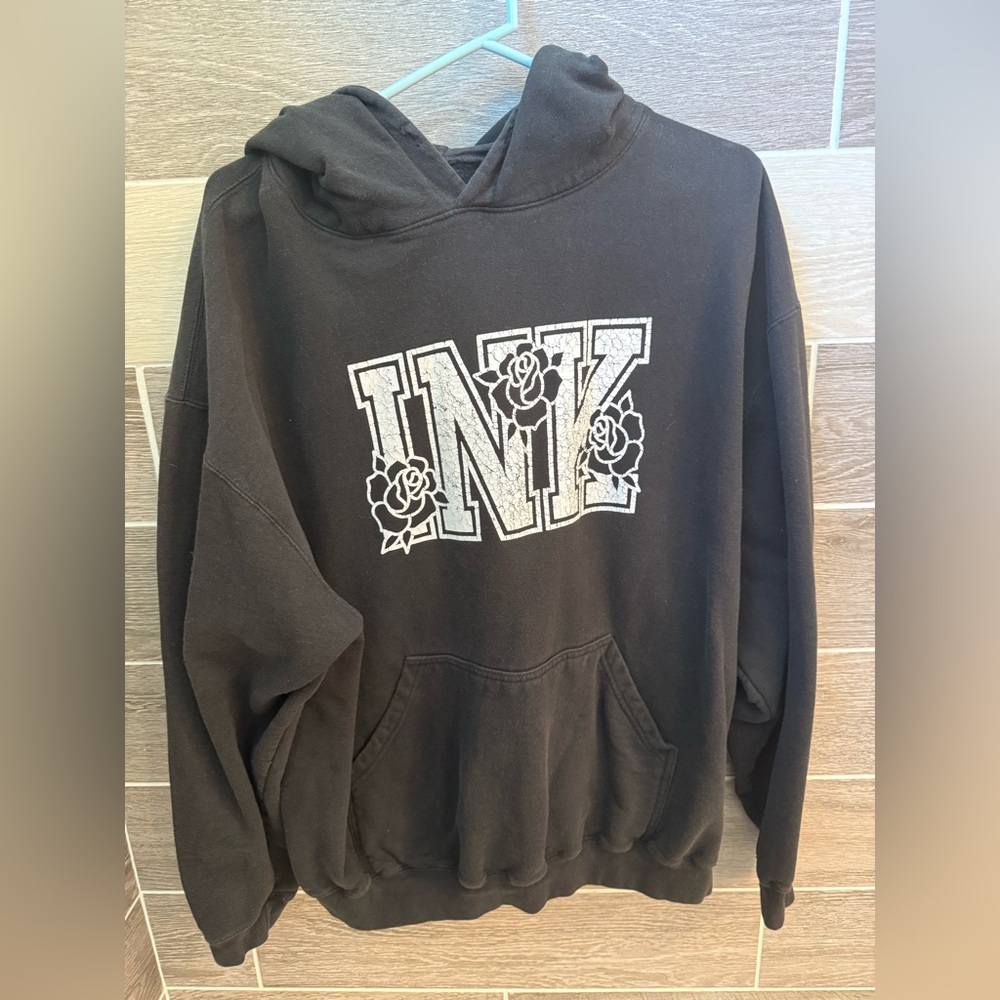 Women’s Ink Addict Roses Black Hoodie 2XL